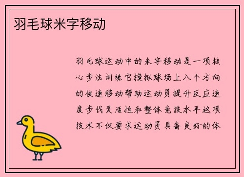 羽毛球米字移动